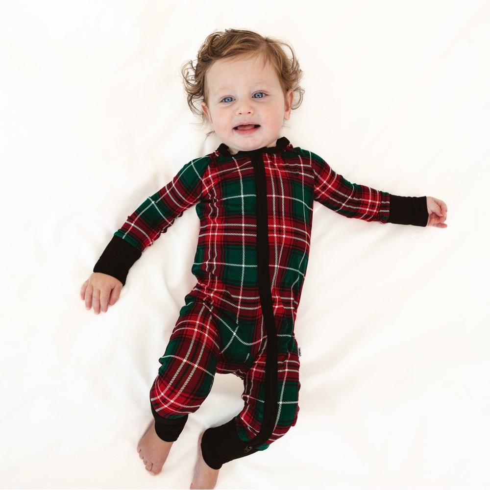 Little Sleepies Fireside Plaid Zippies for baby boy or girl good used condition